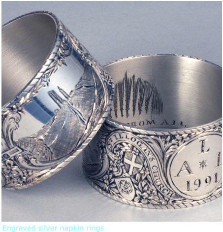 Engraved silver napkin rings