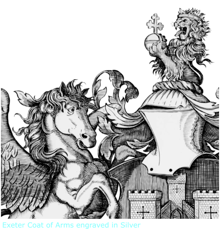 Exeter Coat of Arms engraved in Silver